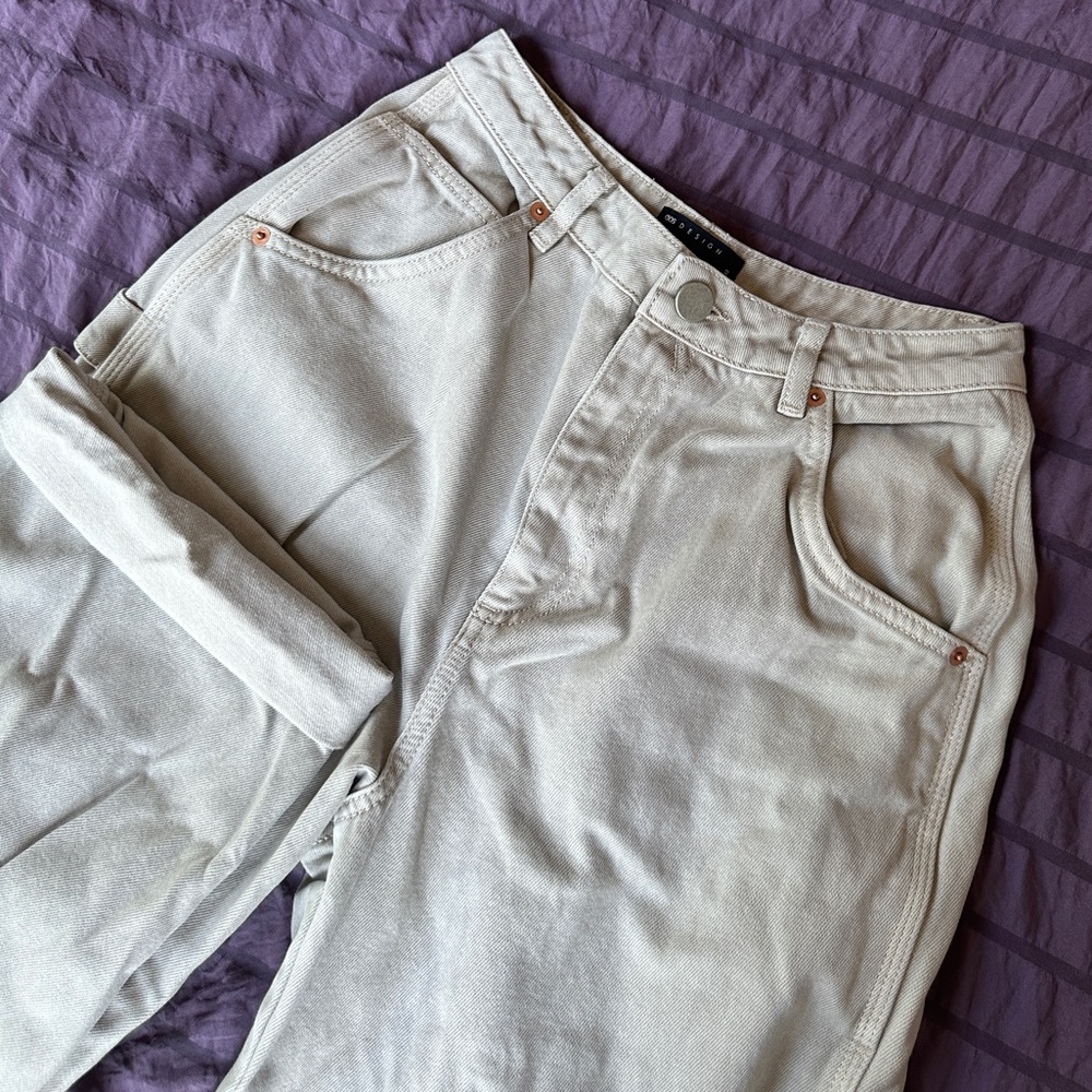 Tan High Waist Baggy Cargo Pants